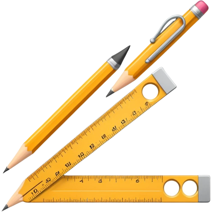 Ruler and protractor beside pencil emoji