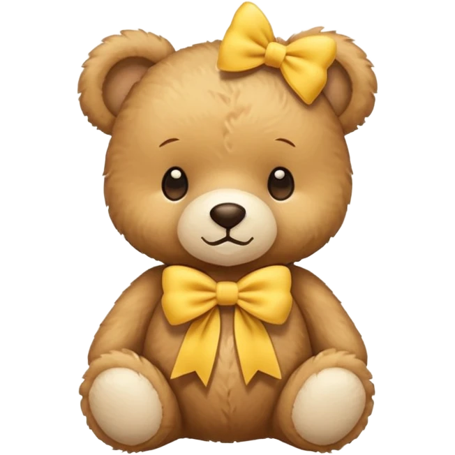 Cute flat-style teddy bear icon for infant daycare. wear a yellow bow in neck
 emoji