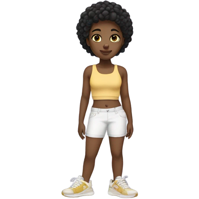 African American girl with crop top and sneakers on emoji