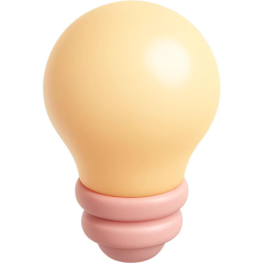 A light bulb with a soft glow, simplified design, cute style, smooth plastic texture in pastel colors emoji