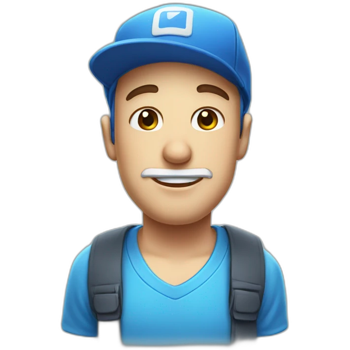 Mr.white cute wearing a blue cap winking emoji