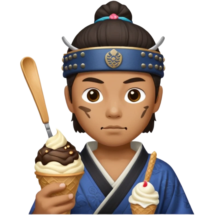 SAMURAI  EATING WITH ICECREAM emoji