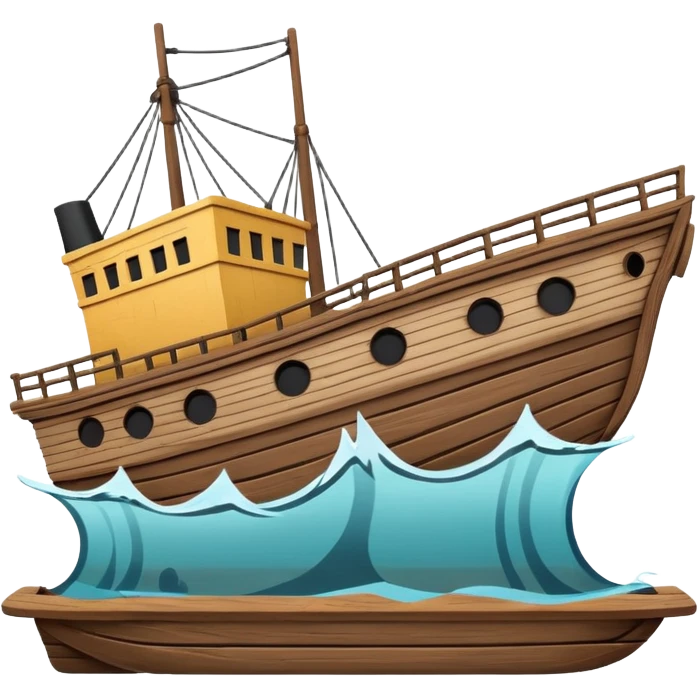 sinking ship  half underwater in figma colours emoji