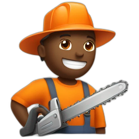 Farmer with an orange color chainsaw emoji