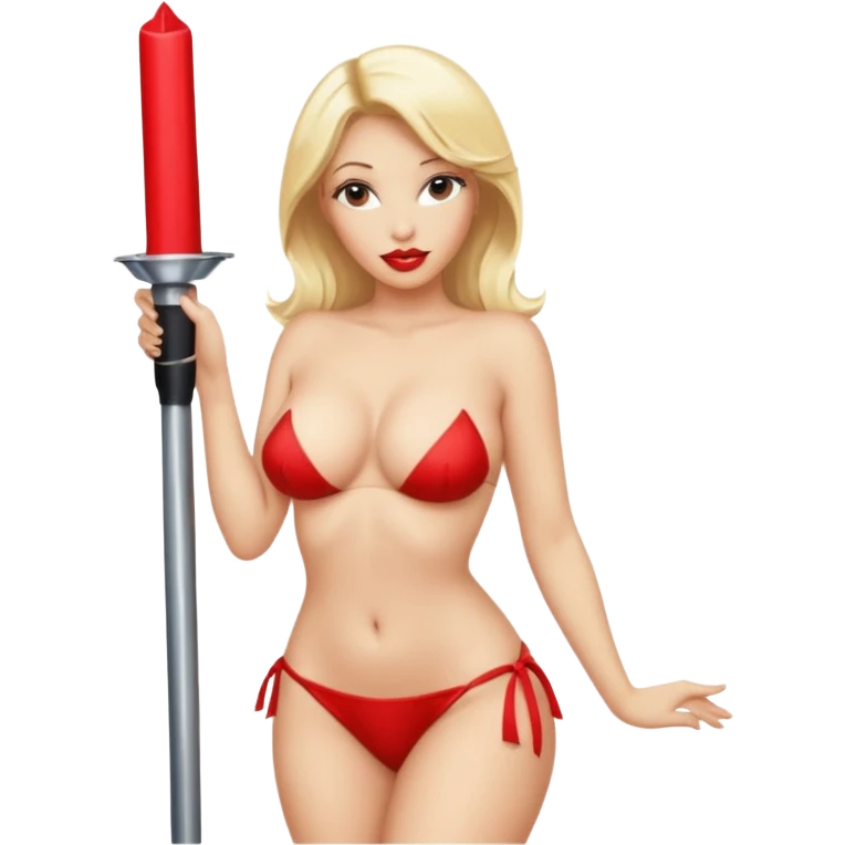 Blond lady.big boobs.red lipstick.naked.strip dance with a stripper  pole.topless.naked boobs emoji