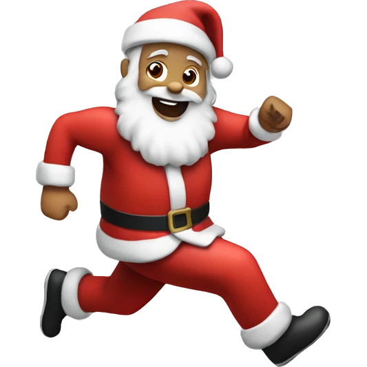 santa running, with a large stride and arms outstretched emoji