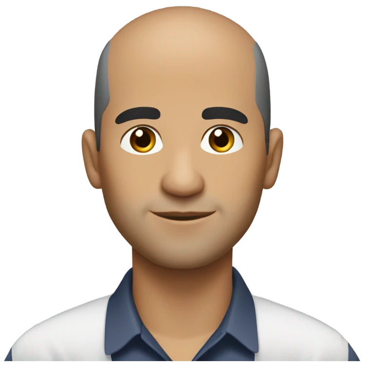 Working at my desk remotely from home balding Hispanic male with black balding hair and lighter skin emoji