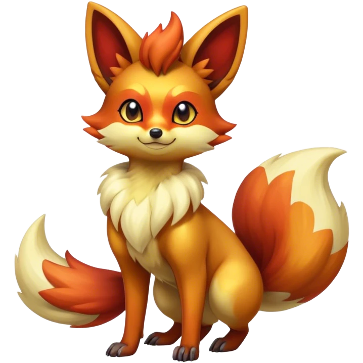 Shiny Dark Fennekin-Vulpix-fusion-hybrid full body emoji