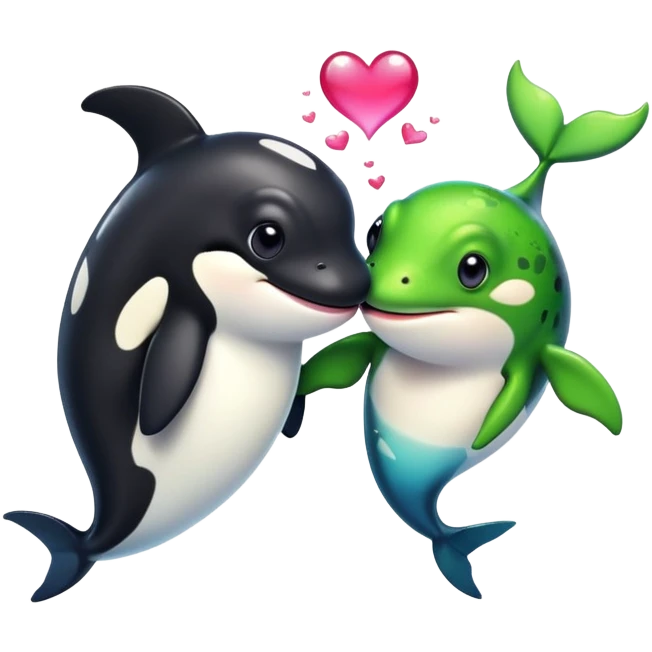 Frog and orca in love  emoji