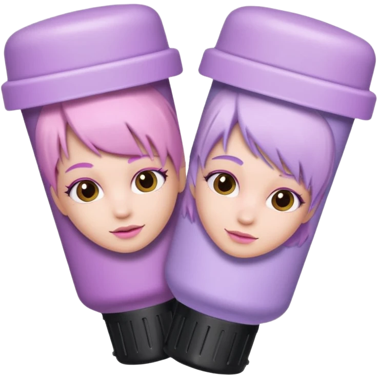 tubes of pastel pink and pastel lilac hair dye, with caps off emoji
