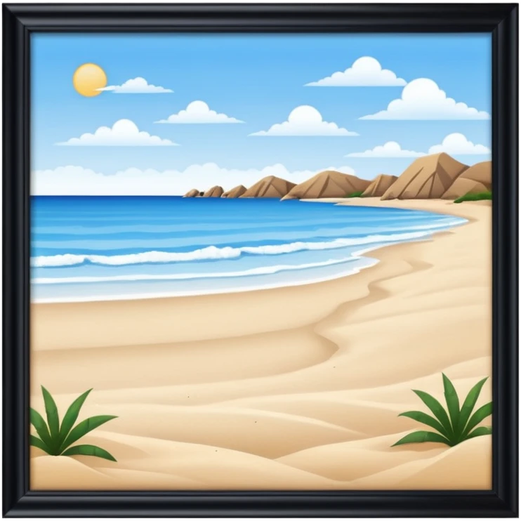playa paisaje sin que sea un cuadro y que el cielo azul y la arena esten recortada emoji