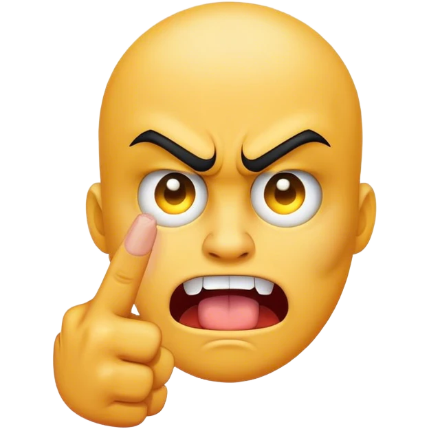 Yellow circle face showing middle finger and angry  emoji