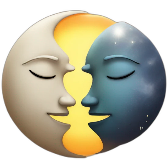 Sun and moon kissing emoji