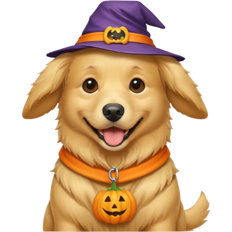 Dog wearing Halloween costume emoji