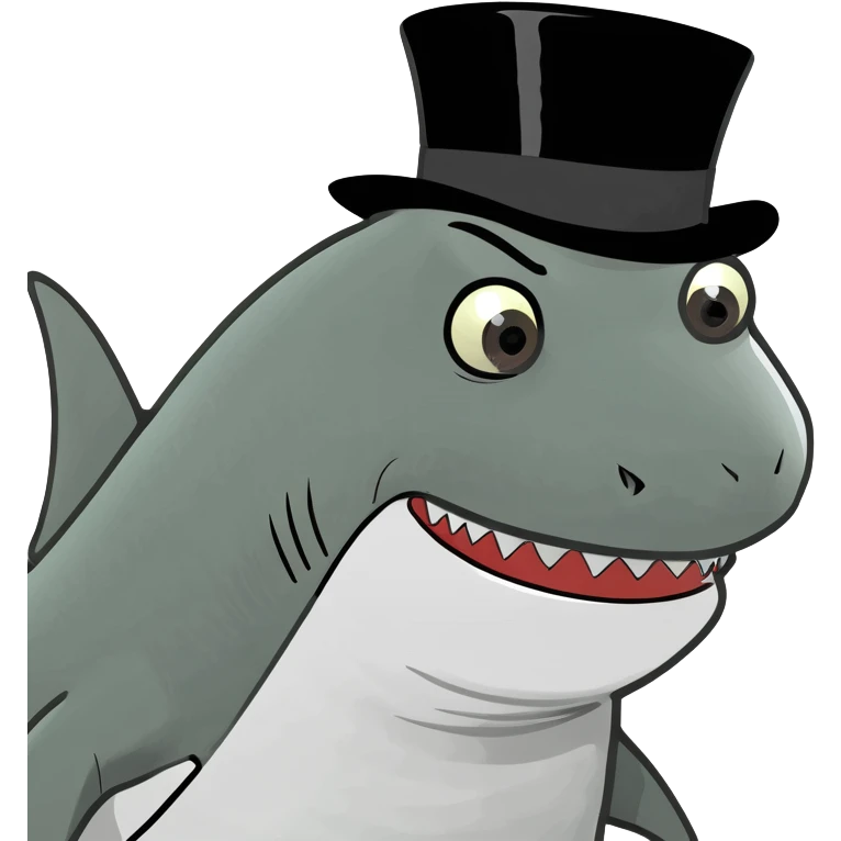Shark with a top hat emoji