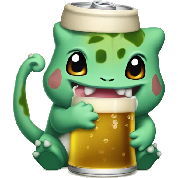 Bulbasaur drinking a beer emoji