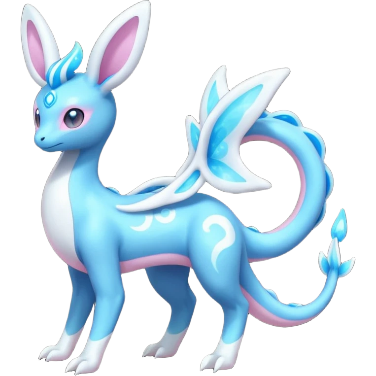Shiny Sparkly Bioluminescent Glowing Lumineon-Amaura-Dragonair-Sylveon-Fakémon-hybrid-creature (full body)  emoji