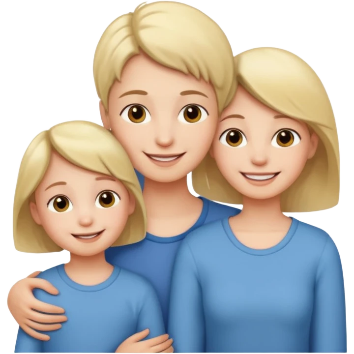 a young boy and a very young girl with their mother emoji