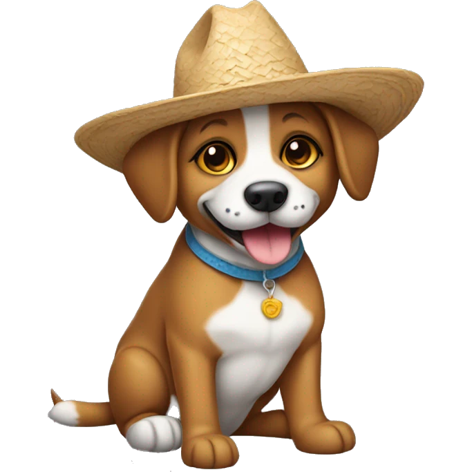 Un perro con sombrero emoji