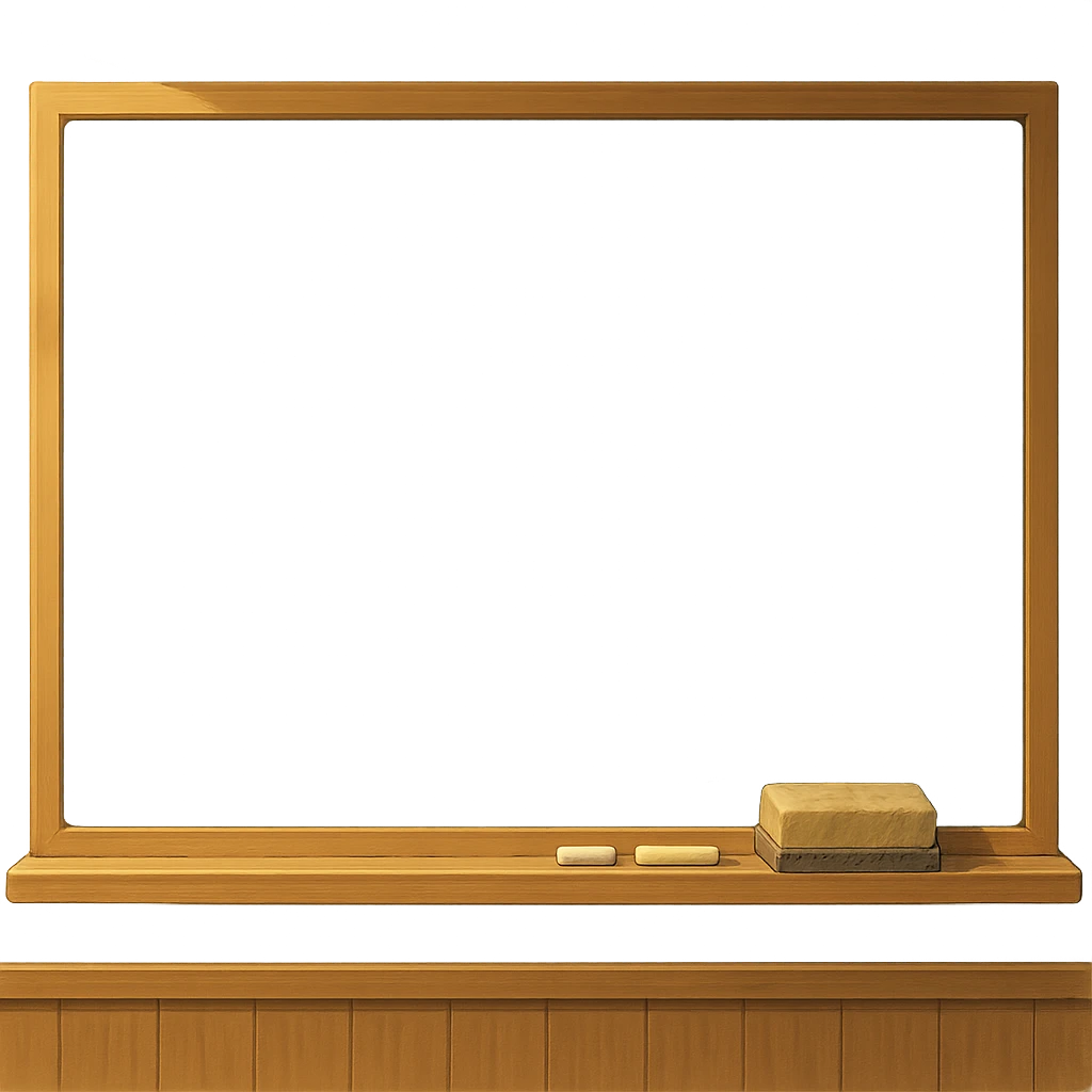ghibli style classroom chalkboard with soft lighting and chalk emoji
