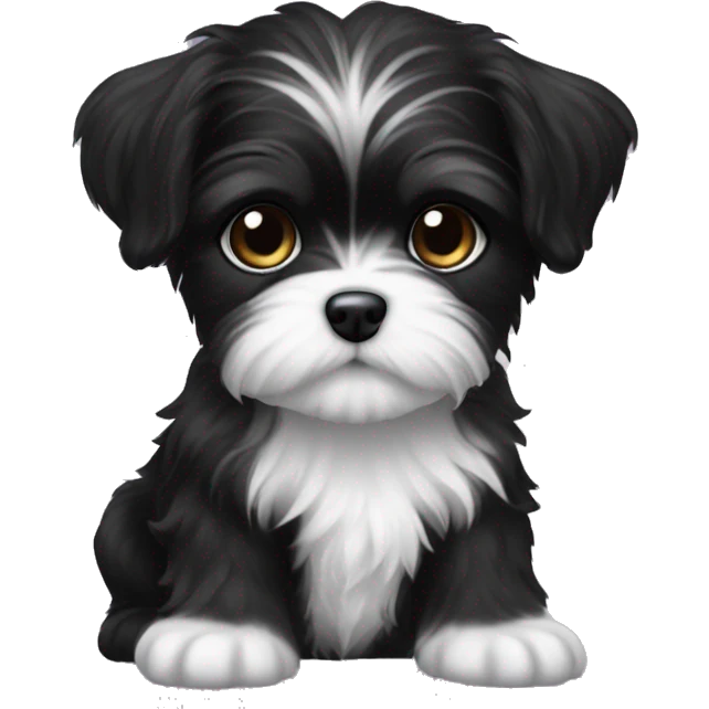 Black and white shorkie puppy emoji