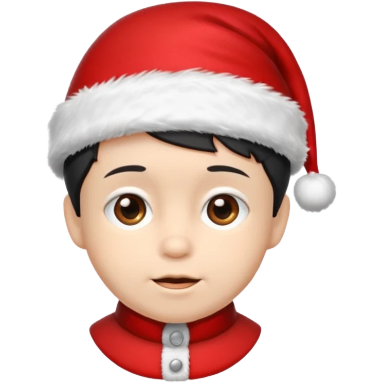 miniature black pinmcher in santa aht emoji
