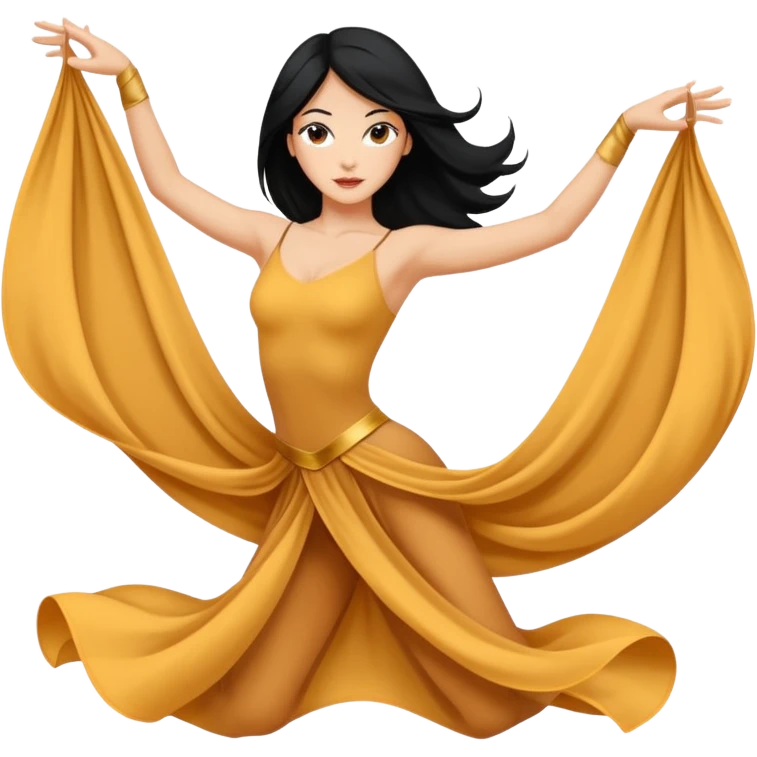 Emoji de una mujer pelinegra blanca bailarina de danza aerea haciendo figuras en el aire en una tela  emoji