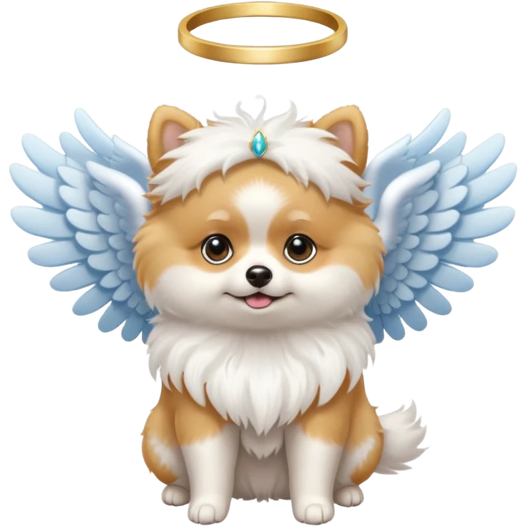 Pomeranian with angel wings and halo emoji