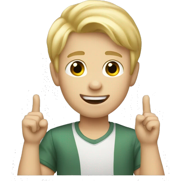blonde haired boy raising hand emoji