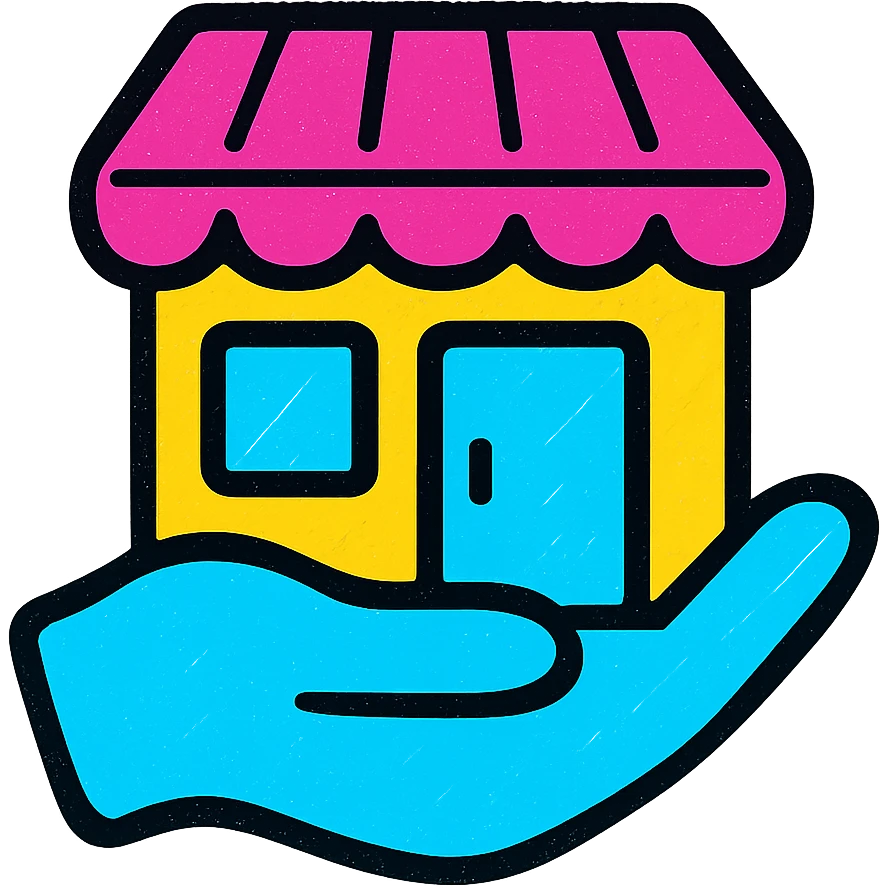 icon of a store, extremely eye catching, pop art style, high contrast, graphic look emoji