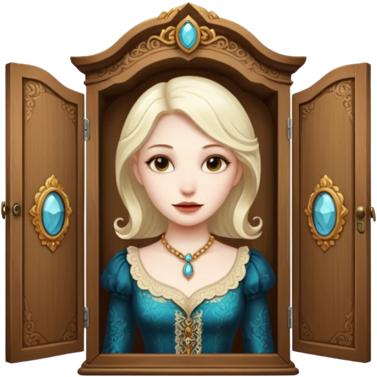 A character from the fairy tale Beauty and the Beast: the lady who was turned into a wardrobe by magic. She retains the wardrobe's original form and has an anthropomorphic face. emoji