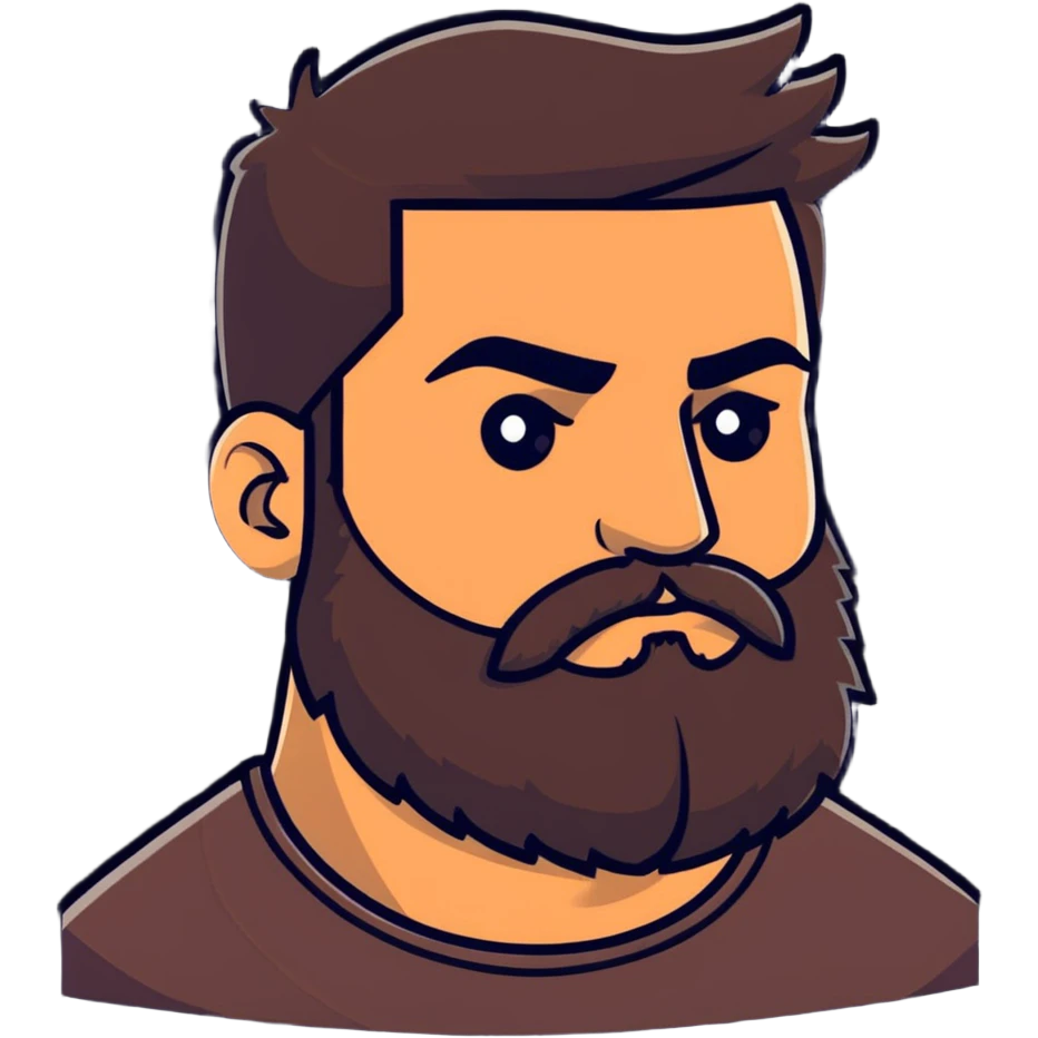man with thick beard and distinct heavy eyebrows emoji