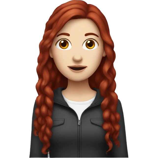 White girl with dark red hair emoji