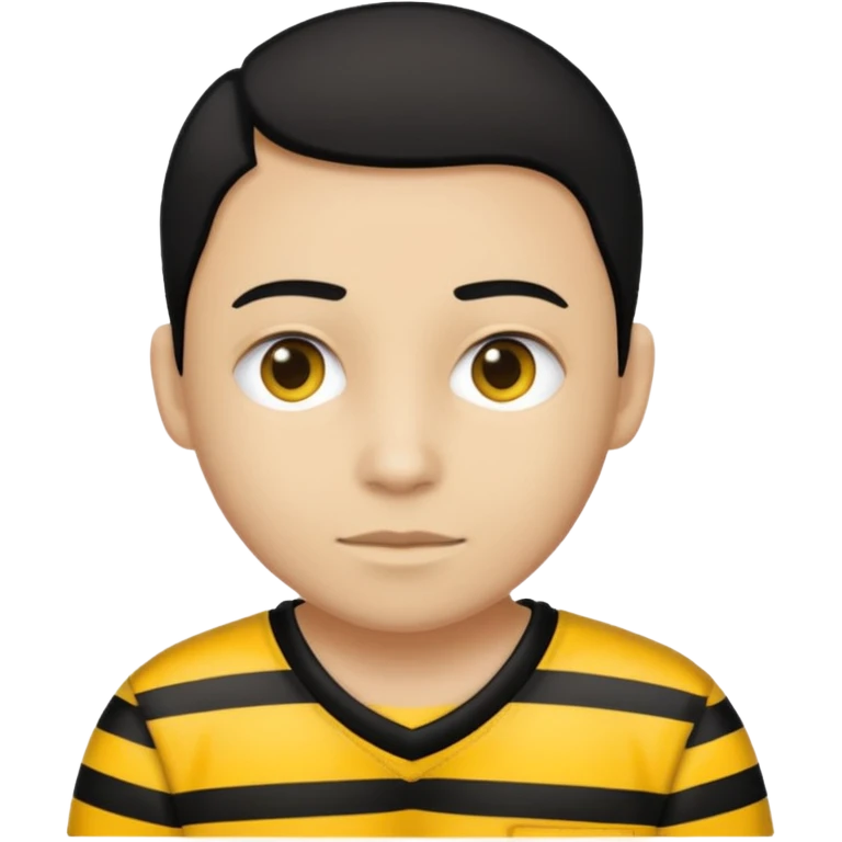 Humain avec une tenue de prisonnier noir et jaune  a bande emoji