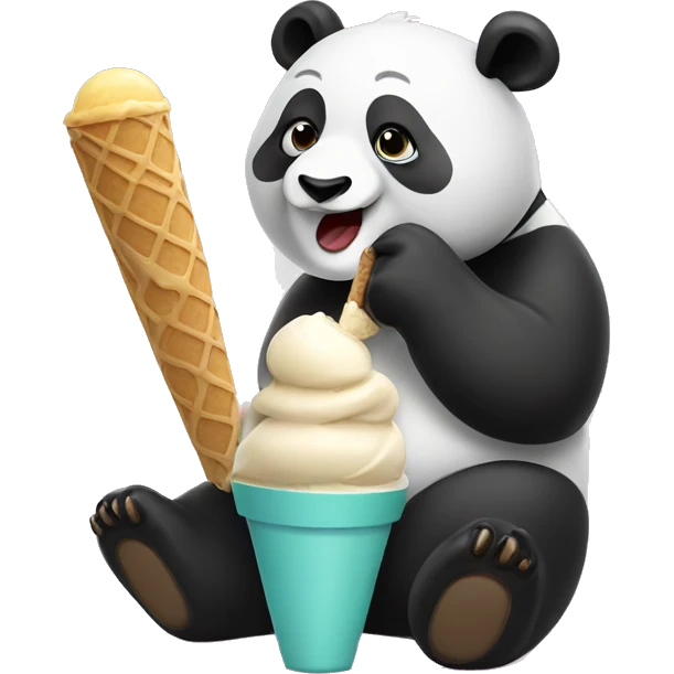 Panda eating ice cream emoji