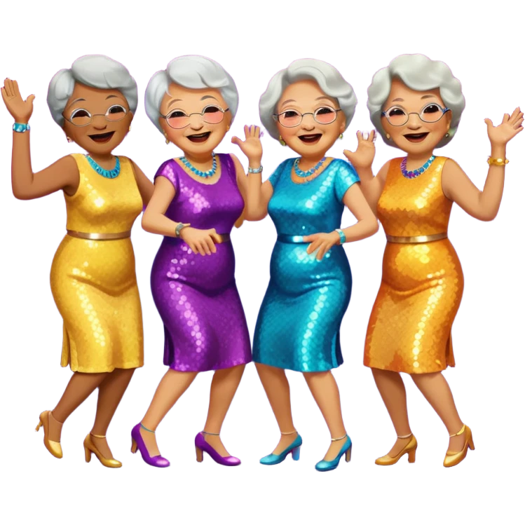Grandmas dancing in disco party  emoji