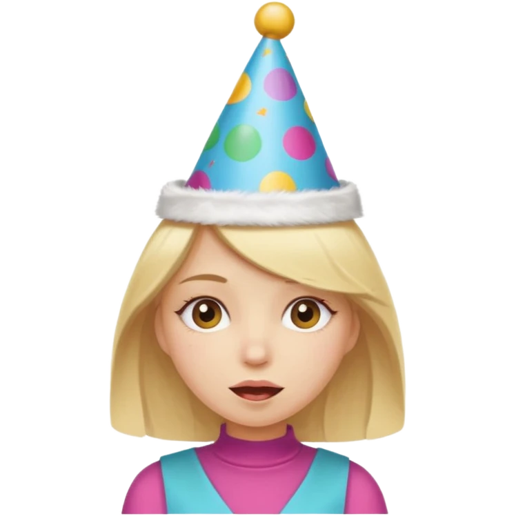 Fun blond girl, party, clumsy emoji