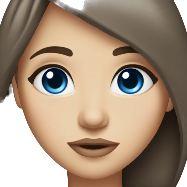 girl, brown hair, blue-gray eyes, plump lips emoji