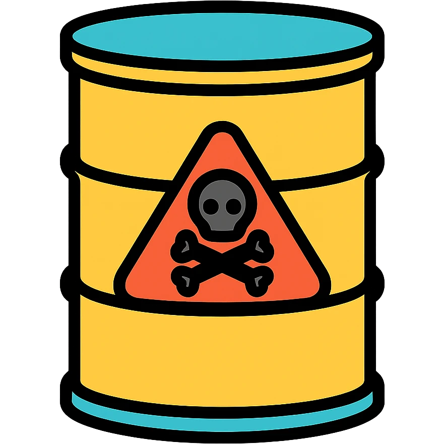 toxic barrel, color icon style, with hazard symbol emoji
