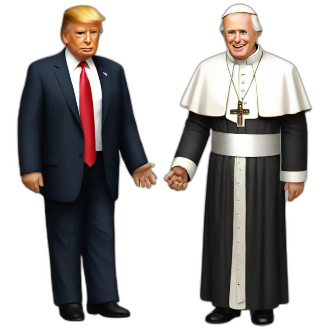 donald trump holding hands with the pope emoji