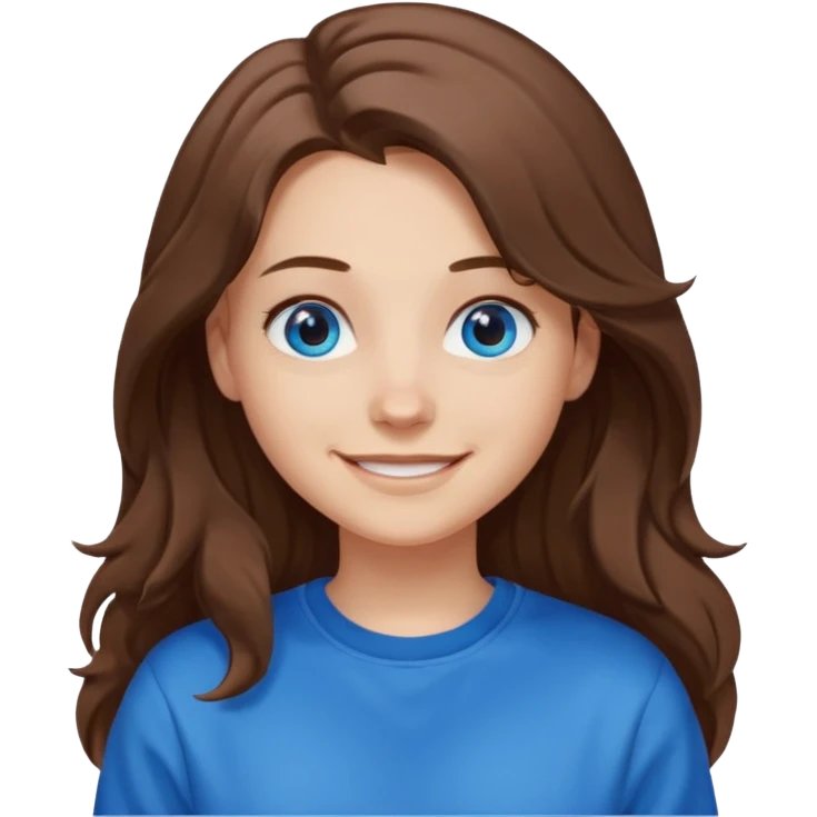 ЗГЕНЕРУЙ ОБЛИЧЧЯ ДІВЧИНИ З СВІТЛИМ, ТРОХИ ХВИЛЯСТИМ ВОЛОССЯМ, ОДЯГНЕНУ В ШОКОЛАДНИЙ СВІТШОТ, ПІД НИЗОМ ВИДНО  БІЛУ ФУТБОЛКУ. В НЕЇ ГОЛУБІ ОЧІ ТА ДОВГЕ ВОЛОССЯ, ВОНА УСМІХНЕНА emoji