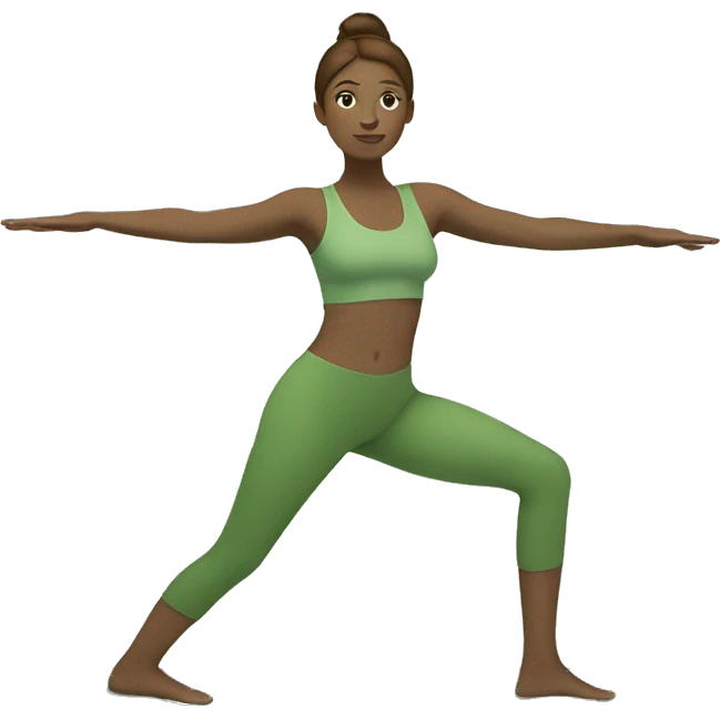 white girl with brown hair doing yoga in green tones  emoji