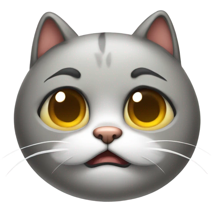 Dizzy cat with sad face emoji