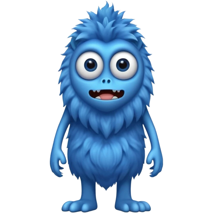 A skinny and lanky tall blue furry monster with a slightly triangular head put the top having a small curve going inward  emoji