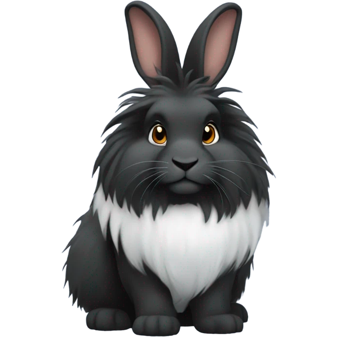Black lionhead rabbit emoji