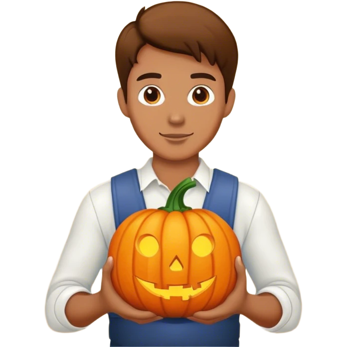 A man how has a pumpkin on his Hand  emoji