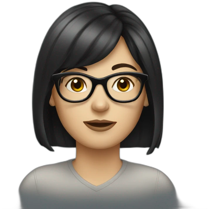 white woman with dark bangs and glasses emoji