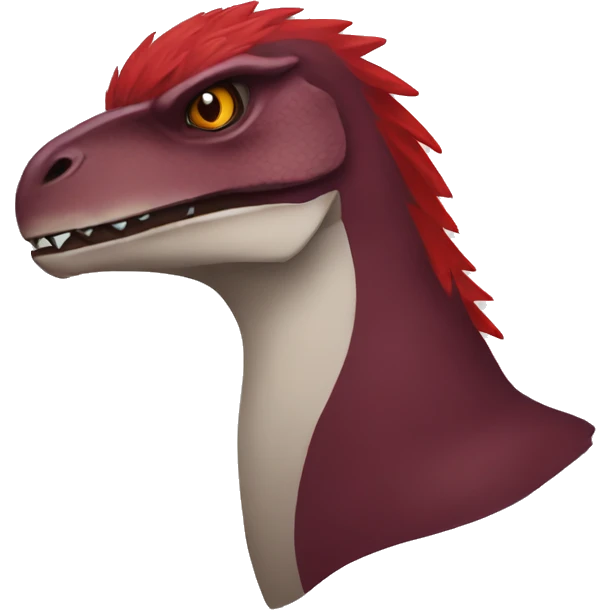 Cool edgy Maroon raptor with red mane emoji