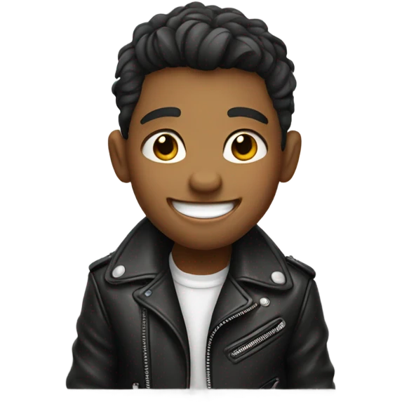 grinning boy in leather jacket emoji