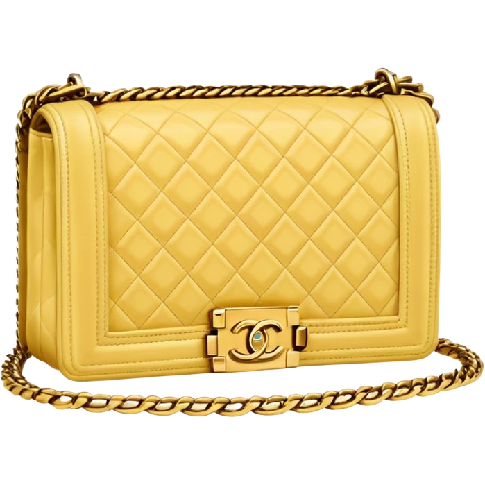 light yellow chanel le boy gold chain bag emoji